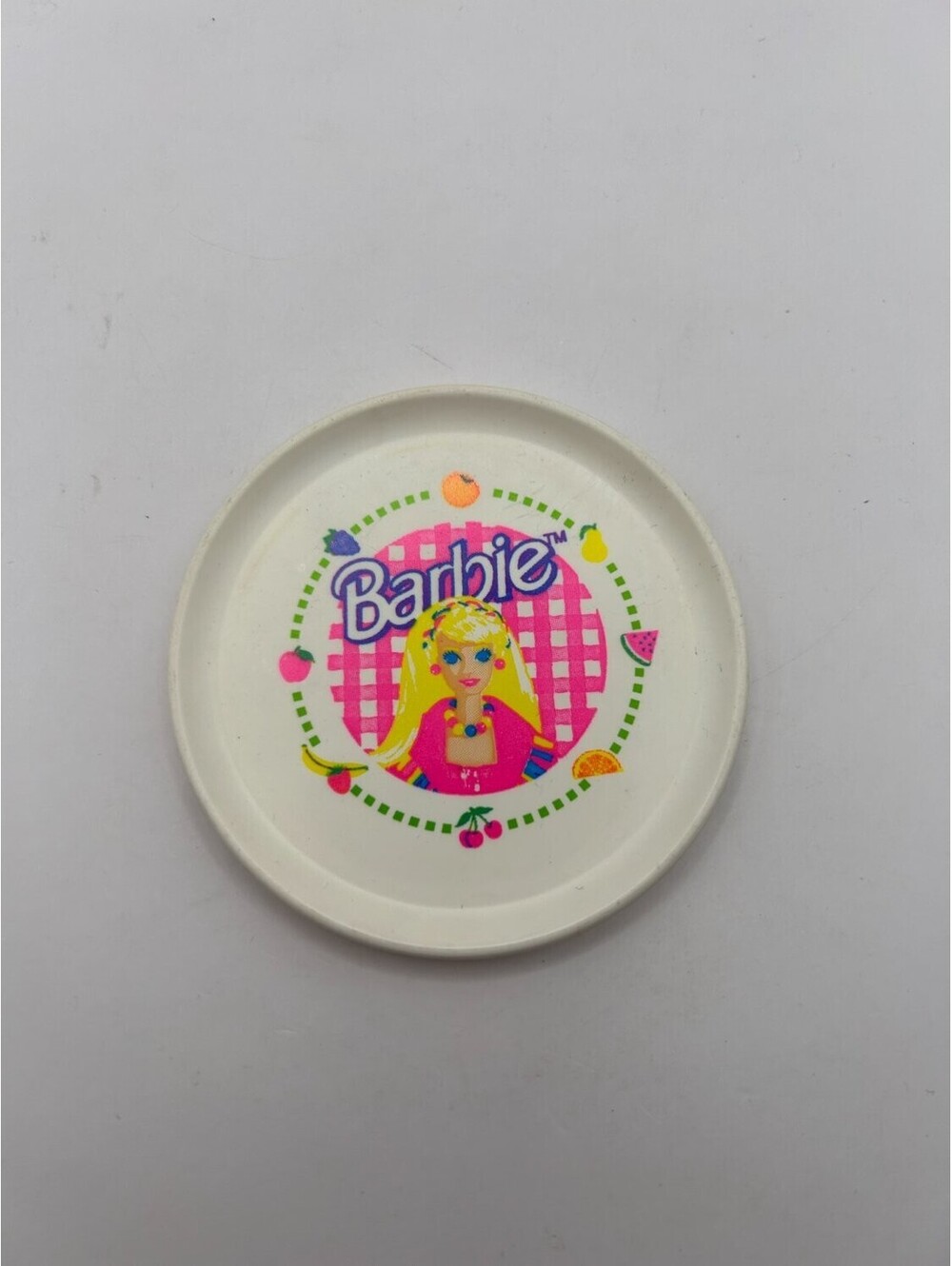 Vintage Barbie Plate Chilton Globe 1980s White Plastic Dish Toy Tableware